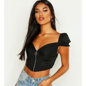 Black zip up crop top